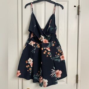 Black and Pink Floral Dress Skort